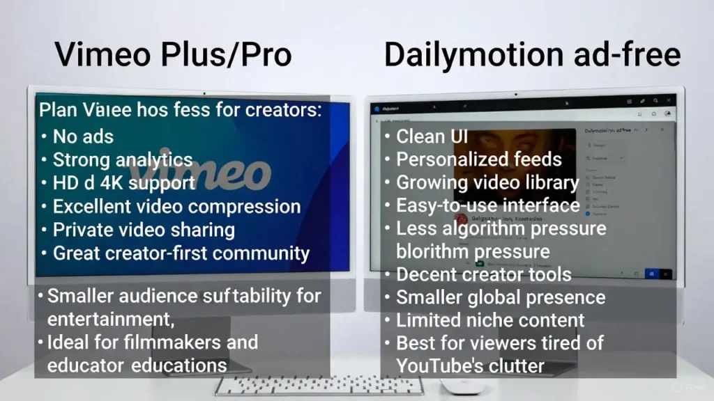 2. Vimeo Plus  Pro3. Dailymotion (Ad-Free Plans)